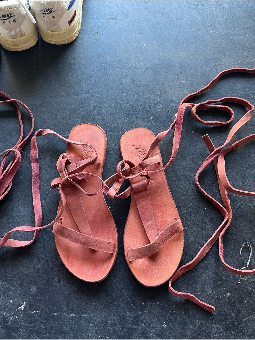Handmade Rust Leather Lace-Up Women’s Sandals